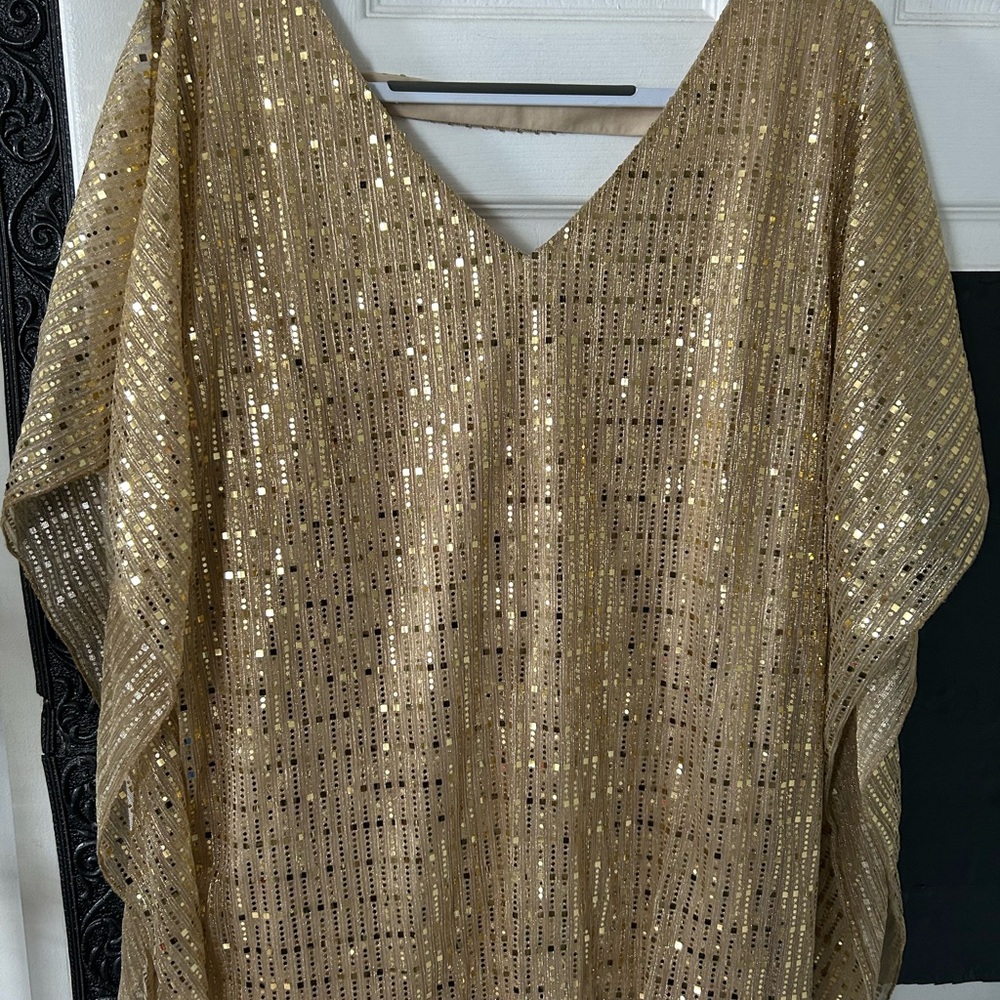 Sara Michelle Gold Sequin Blouse